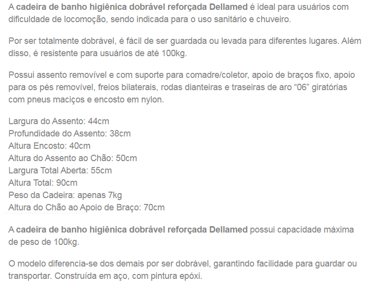 Cadeira de banho dobravel Dellamed descrição.png